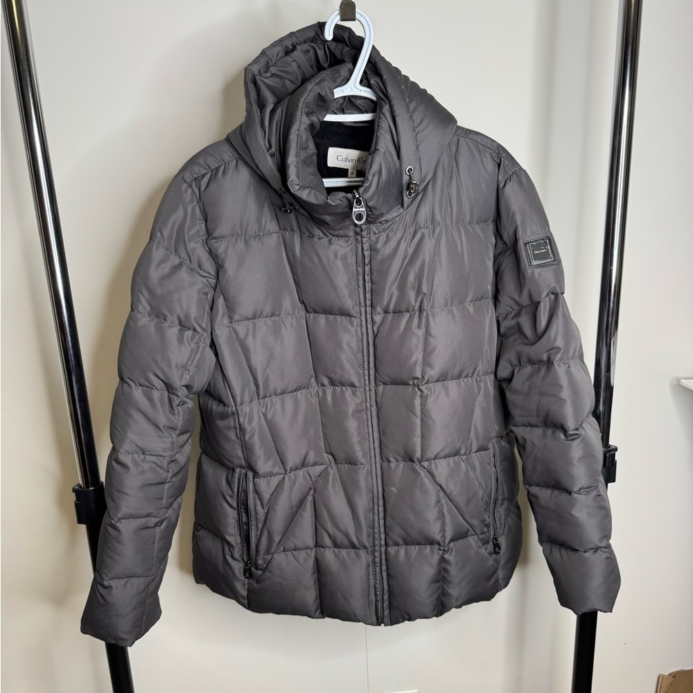 CALVIN KLEIN 1X Gray Winter Coat with attached hood - Picture 1 of 11